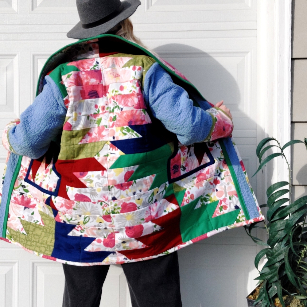 Handmade Quilted Floral Patchwork Multicolor Jacket